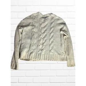 American Eagle Women's Size xs Cable‎ Knit Sweater Beige Cream Pullover thumbnail 6