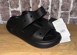Crocs Classic Crush Sandal Womens 10 Mens 8 Black Platform Slides New NWT thumbnail 1