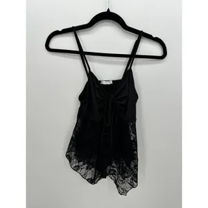 Avidlove Womens Y2K Black Lace Cami Top Fairy Grunge Handkerchief Hem thumbnail 2