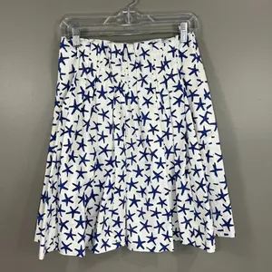 Kate Spade Broome Street Coastal Starfish Pleated Cotton A-Line Skirt EUC Size 4 thumbnail 2