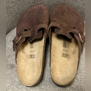 Birkenstock Dark Brown Boston Oiled Leather Clogs - size 38 thumbnail 2
