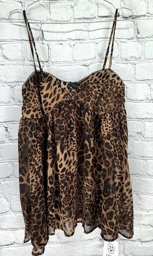 NWT Cider Chiffon Top Women's XL Leopard Babydoll Cami Festival Party Casual thumbnail 1