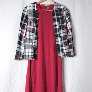Modest Dress Jacket Set Women Large Red Plaid Workwear Belted Church Office Midi thumbnail 11