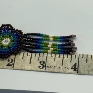 Beaded‎ Dangle Drop Earrings Seed Bead Black Blue Green Boho Handmade thumbnail 6