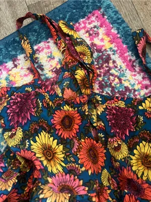 Natural Life Patti Tie-Front Maxi Dress Sunflower Floral Size M Bobo Hippie thumbnail 10