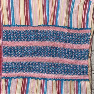 Oorez Multicolor Stripe Button Front Boho Top Smocked‎ Waist Blouse thumbnail 4