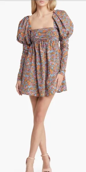 for love and lemons brittany puff sleeve floral dress thumbnail 1