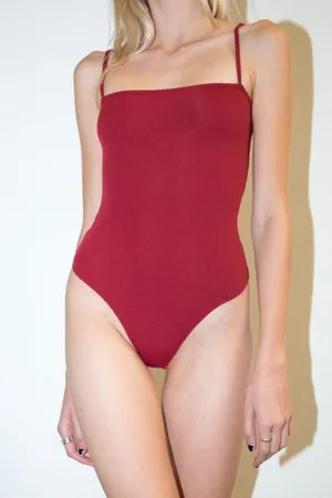 Brandy Melville Bodysuit Ribbed Deep Red thumbnail 1