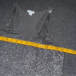 Old Navy Y2K Sequin Racerback Tank Top Size M Gray Preppy Holiday Elena Bella thumbnail 4
