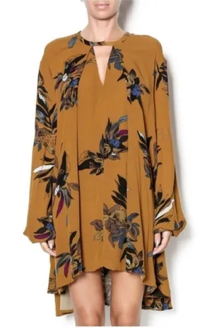 Free People Tree swing dress in amber combo high low hem thumbnail 1