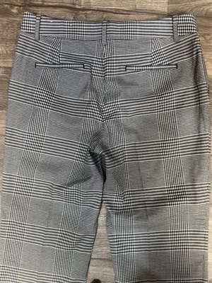 LOFT The Riviera Slim Plaid Ankle Pants Black White Size 10 thumbnail 9