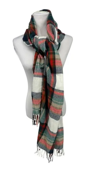 J.Crew Plaid Blanket Scarf Oversized Tartan Fringe Preppy Holiday Academia thumbnail 1
