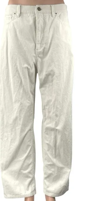 Ann Taylor Easy Straight White Corduroy High Waist Wide Leg Trousers Pants Sz 10 thumbnail 1