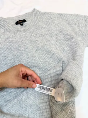 Quince Baby Alpaca Wool Diamond Stitch Crew Sweater – Light Grey – M thumbnail 10