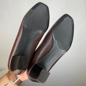 Naturalizer Womens 8W Brown Leather Square Toe Block Heel Loafer Pumps thumbnail 5