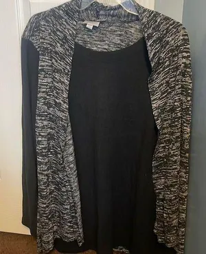 Avenue Gray & black sewed on cardigan 20 top thumbnail 1