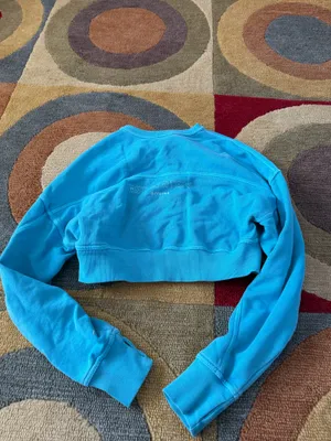 Offline by Aerie Throwback Snap Fleece Crewneck Sweatshirt Blue Cropped Size XXS thumbnail 4