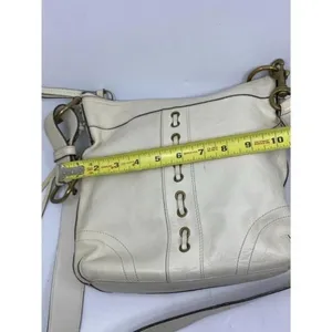 coach medium w adjustable strap white leather cros thumbnail 4