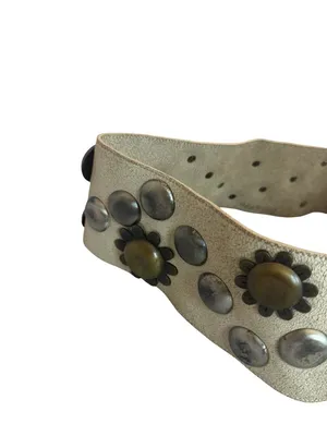 Beige Floral Stud Wide Belt Unique Y2k Retro Vintage 40" Long Women's thumbnail 12