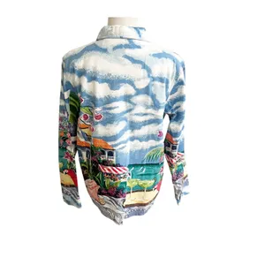 Vtg Real Comfort By Chadwick's Button Up Top Womens M Multi Floral Scenic Print thumbnail 2