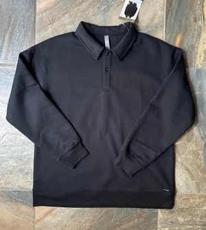 Mondetta Collared Fleece Pullover Top NWT Women's Size Large Black thumbnail 1