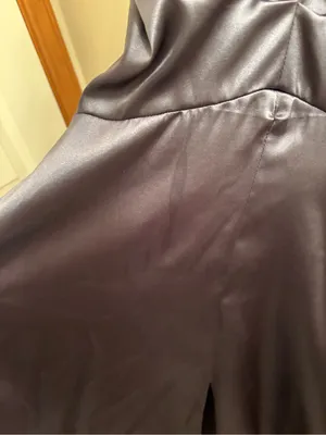 Blondie Nites Silver-Gray Ruched Satin Prom Gown thumbnail 3