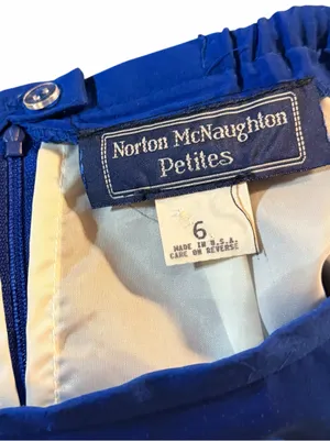 Vintage Norton McNaughton Petites Blue Pencil Skirt with Pleated Waist Sz 6 thumbnail 6