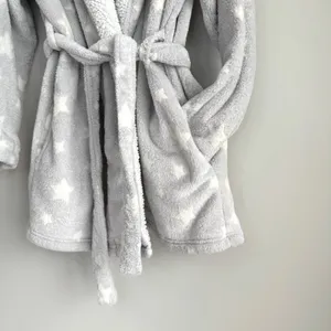 Women's Star Print Cozy Robe with belt Gray XS/S Target thumbnail 2