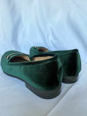 Charming Charlie Emerald Green Velvet Horsebit Loafers Size 7 thumbnail 6