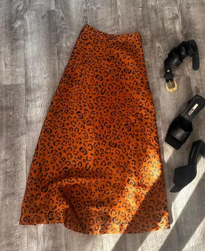 Farm Rio Anthropologie Satin Midi Skirt Leopard Print Size XS thumbnail 1