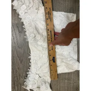 White Bell Sleeve Off Shoulder Top Women's Small Boho Festival Crop Lace thumbnail 6