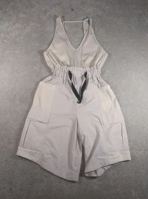 FP Movement Free People Hot Shot Cargo Romper Off White Mesh V-Neck Xs thumbnail 1
