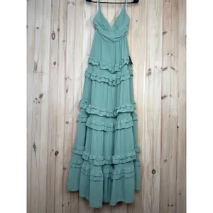 NWT Lulus Lavish Perfection Sage Green Ruffled Tiered Maxi Dress Party Gala XS thumbnail 2