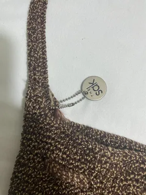 The Sak Brown Crochet Knit Drawstring Shoulder Bag Boho Slouch Hobo Purse thumbnail 6