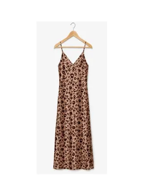NWT Target A New Day Brown Satin Leopard Animal Print Midi Slip Dress Size M thumbnail 4
