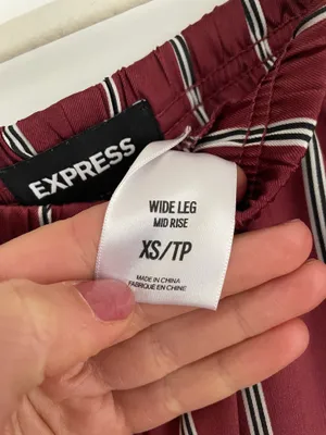 Express Burgundy and Cream Striped Wide-Leg Pants thumbnail 3