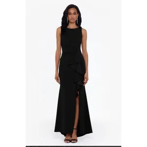 Betsy & Adam Christine Scuba Crepe Ruffled Bow Gown 10 petite thumbnail 3