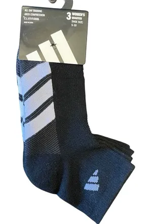 Adidas Quarter Socks Women Sz 5-10 NWT 3 Pack ClimaCool Black Training Athletic thumbnail 1