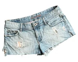 American Eagle Outfitters Y2K Light Blue Distressed Denim Cutoff Shorts thumbnail 1