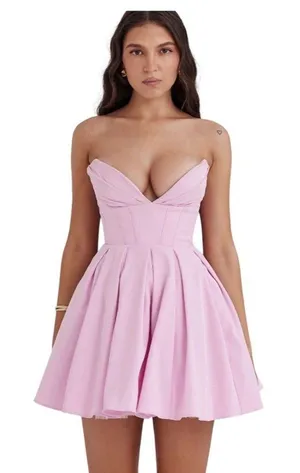 NEW House of CB Mar Cotton Candy Pink Strapless Pirouette Mini Dress Bustier thumbnail 1