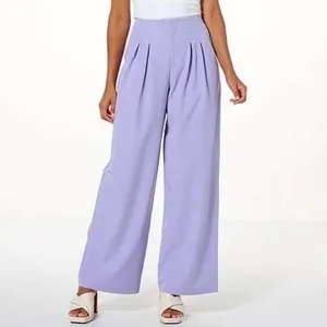 New Kathy Ireland Pleated Wide Leg Trousers Pants Wisteria Purple Size 12 thumbnail 2