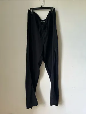 H&M Women’s Black Pull On Pants Size Large L Elastic Waist Drawstring Viscose thumbnail 4