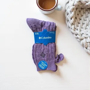 Columbia Cozy Socks Women's Lavender‎ Purple Pom Pom Non-Skid One Pair Size 4-10 thumbnail 3