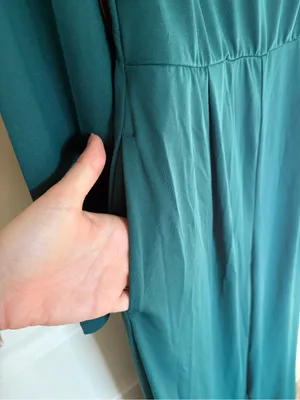 HALARA Emerald Green Wide-Leg Jumpsuit with Square Neck thumbnail 10