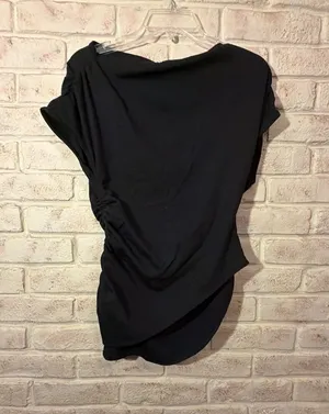 Zara Black Cowl Neck Draped Asymmetric Ruched Top Size S thumbnail 1