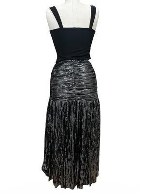 Sabina Musayev Lolite Drop Waist Sparkly Midi Skirt in Black Size X-Small Party thumbnail 6