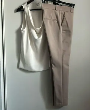 H & M Ladies All Occasion Ankle Dress Trouser Pants in Beige Color Tone thumbnail 9