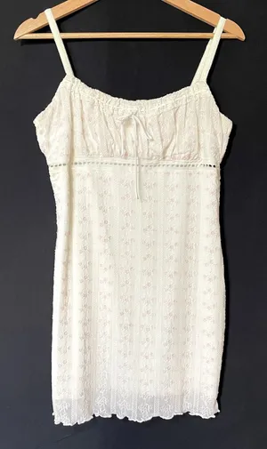 Garage fairycore nightdress women's‎ size L embroidered roses ruched bust mini thumbnail 1