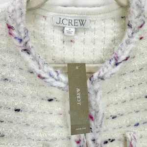 J.Crew Cropped Lady Jacket Marled Yarn Heather Ivory Wool Blend Preppy M NWT thumbnail 7