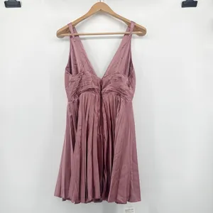 NWT Abercrombie‎ & Fitch Giselle Mauve Satin Pleated Mini Dress Large Petite thumbnail 7
